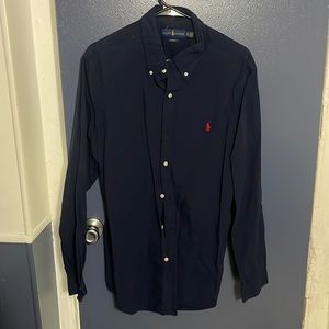 Navy blue button up polo